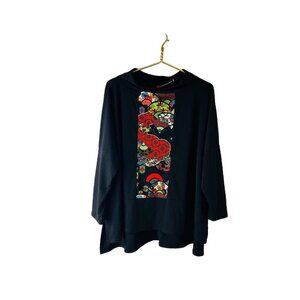 IC Collection Oriental Print Kimono Handkerchief Top Blouse USA